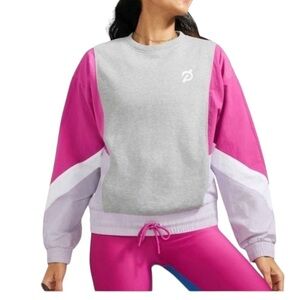 PELOTON Chic Fashion Mix Pullover Gray Pink Purple Windbreaker Jacket